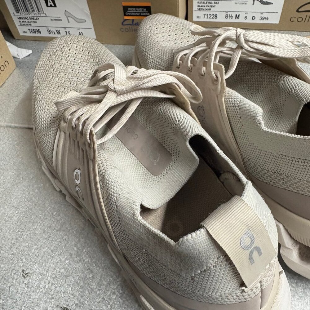 On Running Athletic Shoes in Beige